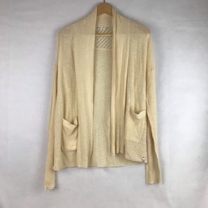 WOOLRICH Open Front Linen Cotton Blend Long Sleeve Cardigan Size S/P
